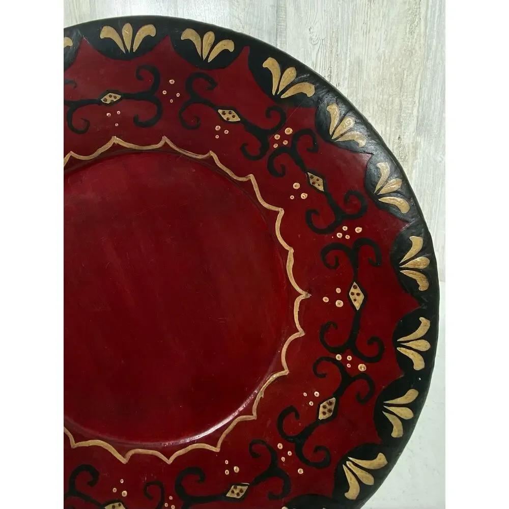 Pier 1 Imports‎ Ceramic Decorative Plate Charger Red Gold Black Moraccan READ